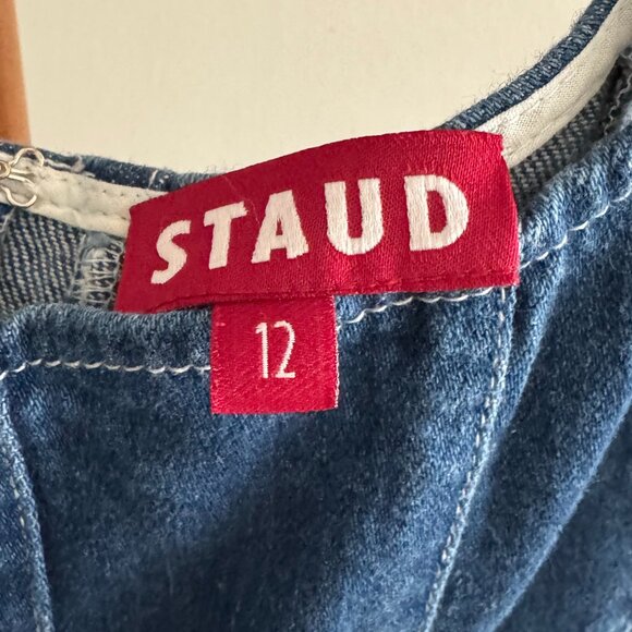 STAUD - Mini Wells Dress in Medium Wash Denim - Picture 10 of 10